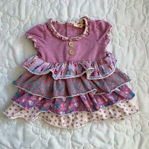 Matilda Jane Multicolor Ruffle Kids Dress with built in onesie